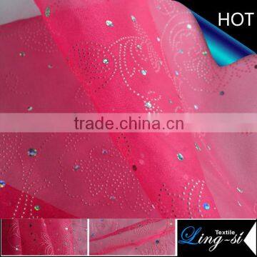 Crystal Organza Bronzing with Hologram Fabric for Dress and Clothing