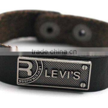 Customize Engraved Alloy Tag Wrap Leather Bracelet Wholesale