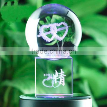 3d laser engraved Crystal ball Crystal Wedding Gift for Home Decoration