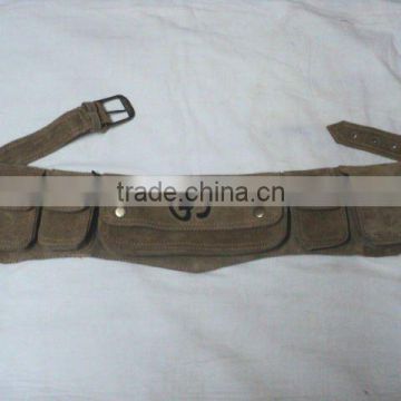 suede leather waist bags from india with many pockets