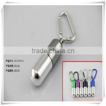 Outdoor Portable Aluminum Pill Case with Keychain for Promotion Gift (OS18002)