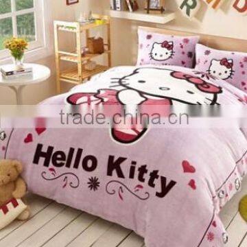 2015 New 100% polyester cartoon flannel fleece blanket hello kity