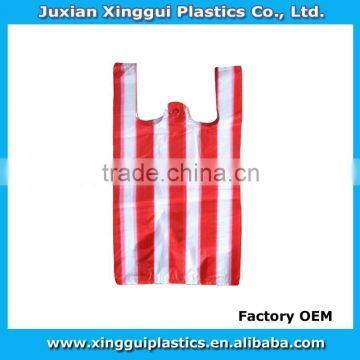 cheap colored stripes T-shirtshopping plastic Bags from chinese factory