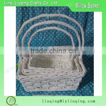 square white willow baskets with handle/ square white willow flower baskets