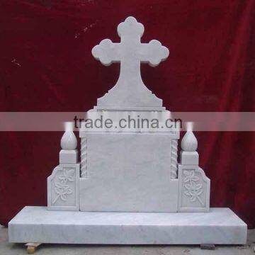 White marble headstone for christian hand carved stone sculpture from Vietnam