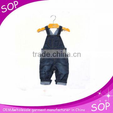 Kids denim trousers with braces fashion children overalls bib pants for baby girls