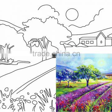 ROSA Talent Cotton Canvas Panel with Outline "The landscape 19", 30x40cm