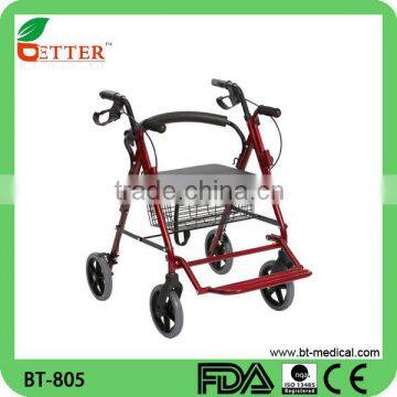 Hot sale aluminum folding rollator walker with soft seat