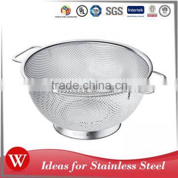 High quality custom fruit basket strainer new style stainless steel kitchen colander with handle and feet