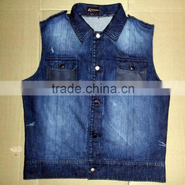 Men's Sleeveless Jacket Vest Waistcoat Jacket fastener Denim Jeans