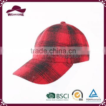 Winter Red Plaid Baseball Cap