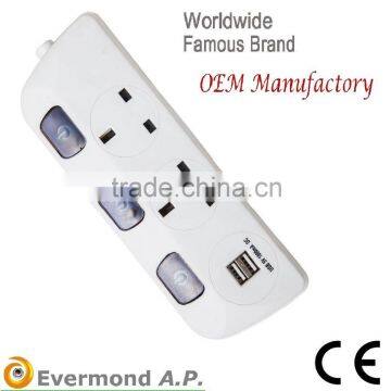 4-6 Ways15A 220-240V UK / BS Socket Outlet with USB