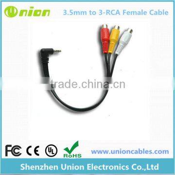 3.5MM A/V JACK TO 3-RCA AUDIO VIDEO CONNECTOR CABLE AUX ADAPTER