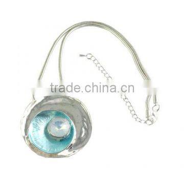 2015 Flexible Sanke Chain Oil Bule Necklace With Stone Alloy Circles photo-2