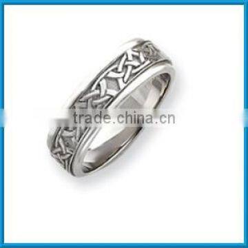 New product white gold 7mm fancy polished laser cut wedding ring