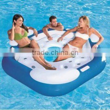 Inflatable sunbath water float Island for four people