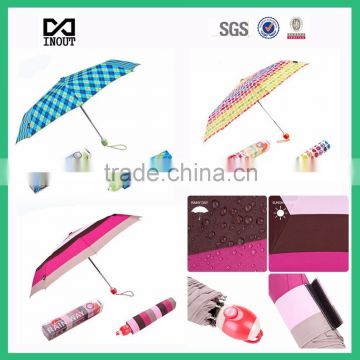 Shangyu factory 21 inch 8k metal frame pongee fabric 3 fold umbrella