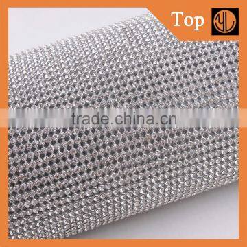 Sliver aluminum mesh with rhinestones