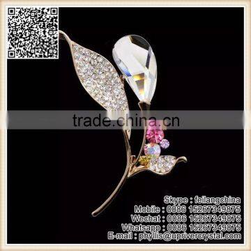 Beautiful Shiny Crystal Lillies Flower Brooch Pin For Gift