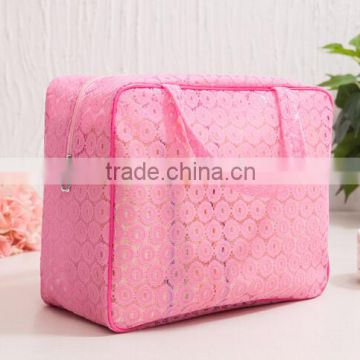 Oversized Pink Travelling Organizer Bag Sweet Hollow PVC Laundry Bags