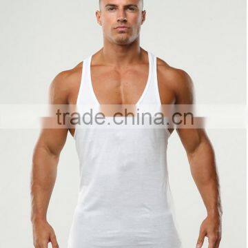 Plain white bodybuilding gym mens stringer tank top wholesale