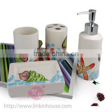 4pcs sea design ceramic bath set