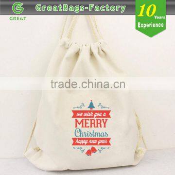 Lead Free Practical white cotton drawstring bag