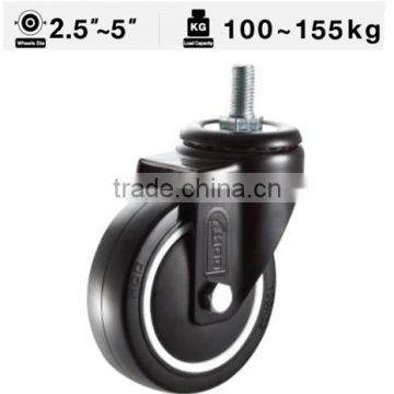 51 Series Threaded Stem Black PU Caster Wheel Medium Duty