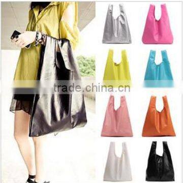 Color Leather Shopping Bag, Handbag