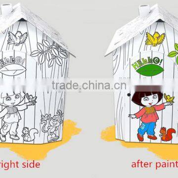 Custom Factory Eco-friendly Paintable Kids Cardboard playhouse Wholesale