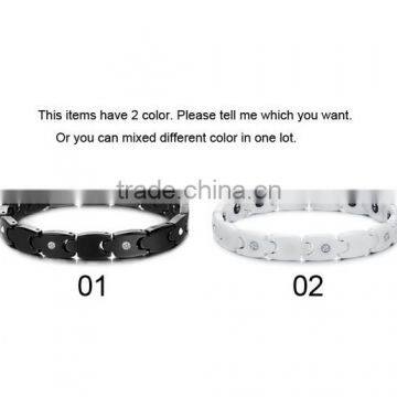 Tungsten Steel Women's Health Energy With Magnetic Stone Bracelet CZ Diamond Bracelets Bangles In Jewelry For Women photo-4