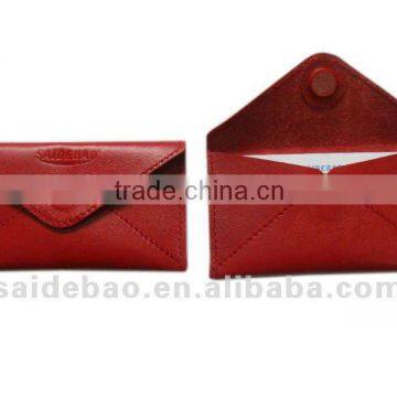 Leather business envolpe shaped card holder with magnetic closure