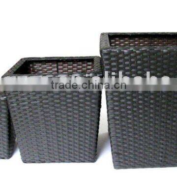 Square Plastic Woven Storage Basket Set of Three