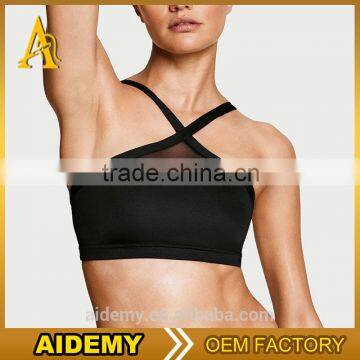 Custom workout women yoga sports bra with mesh fabric