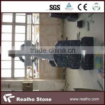 Irish Celtic Cross Blue Pearl Granite Cemetery Headstone photo-2