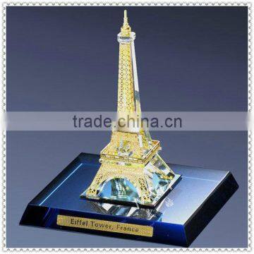 Cheap Polished Golden Tower Crystal Model For Birthday Gifts