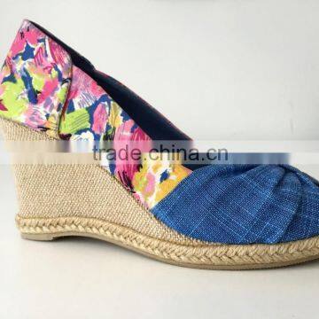 2016 New Style Fashion Shoe Denim Canvas Upper Open Peep Toe Style Platform High Heel Lady Women Sandals Espadrilles Shoes photo-2