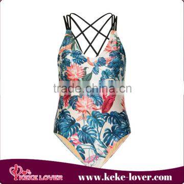 New Style Sexy One-piece Women Swimwear Flower Printing Bikini Stylish Sling Swim Wear Wholesale