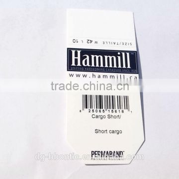 Paper Price Barcode For Garment