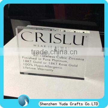 Solid clear plexiglass block sign plate manufacture, crystal acrylic brand block with silkscreen logo