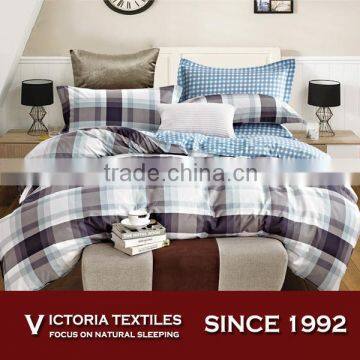 100% Cotton Tartan Check Duvet Cover Bedding Set Bed Linen