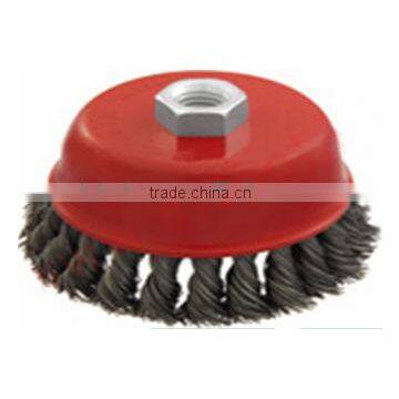 Bowl cup brush, knotted wire