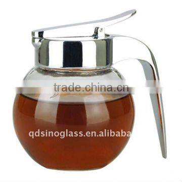 SINOGLASS 1 pc Ball Shape Clear Glass Syrup/Honey Jar