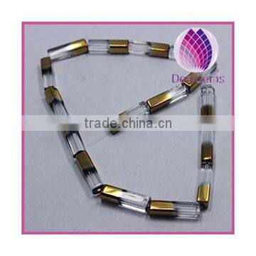 2014 NEW Bead copper-plated glass clear 20x5mm square tube