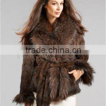 Fashion genuine knitted mink fur coat for women MC04