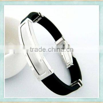 OEM debossing titanium steel silicone bracelet