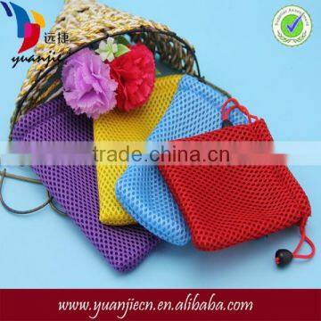 Customized colorful sandwich drawstring net mesh fabric bag