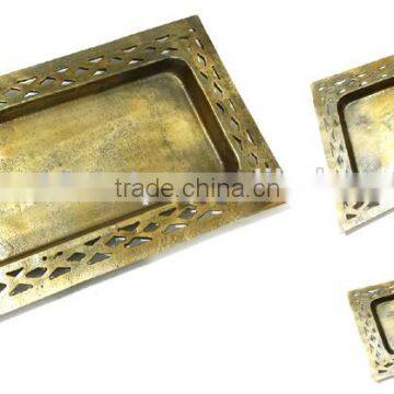 Brass Antique Serving Tray for Home & Wedding Decoration, Aluminium, Copper