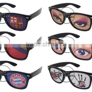 2014 New Collection Pinhole Sticker Fans Glasses With Flag printing lens Sticker Promotion Cartoon Glasses (BSP2836)