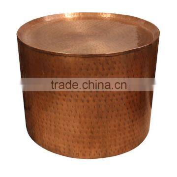 Metal Round Copper Antique Finished Hammered Stool & Table Side Stools